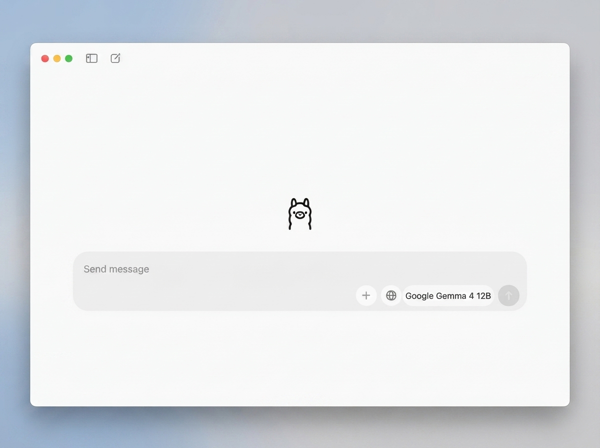 Ollama local interface running Google Gemma 4 12B model offline on Mac